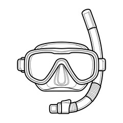 snorkel and mask coloring page line art