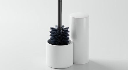 Modern white toilet brush holder