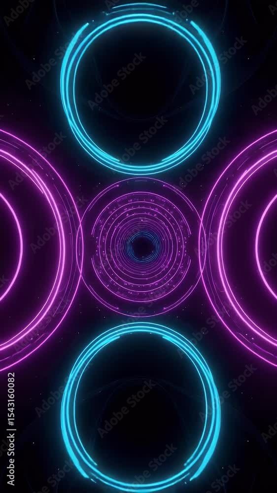 Poster abstract neon circles glowing background light pattern shape