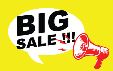 Template banner of big sale with megaphone