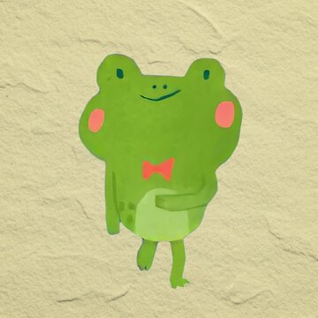 Cute whimsical frog illustration animation isolated asset, transparent 4K video, alpha channel, ProRes 4444