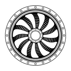 fan turbine vector style coloring page line art