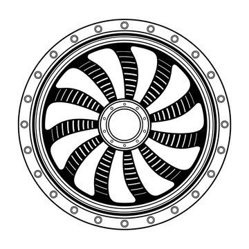 fan turbine vector style coloring page line art