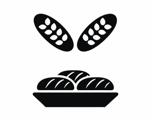 Bread icon vector silhouette illustration isolated on white background