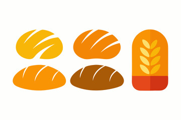 set of Bread icon vector silhouette illustration isolated on white background
