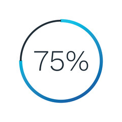 75 percent circle circle chart. Isolated symbol. Vector gradient element. Infographic sign. Illustration, icon for business, finance, report, web design, downloading, presentation