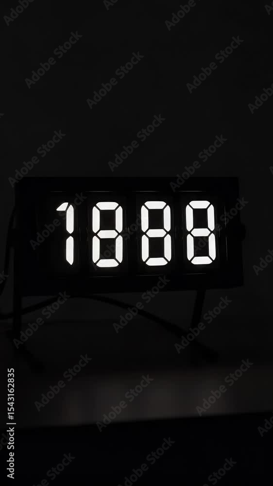 Poster abstract numbers led display lights in black and white digital clock
