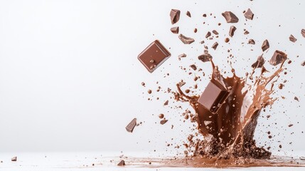 A captivating image showcasing the exhilarating moment chocolate splashes and shatters, perfectly capturing the joyful essence of indulgence and dessert delight.