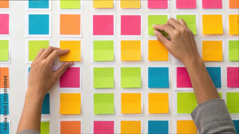 Poster Creative Idea Board with Colorful Sticky Notes for Brainstorming