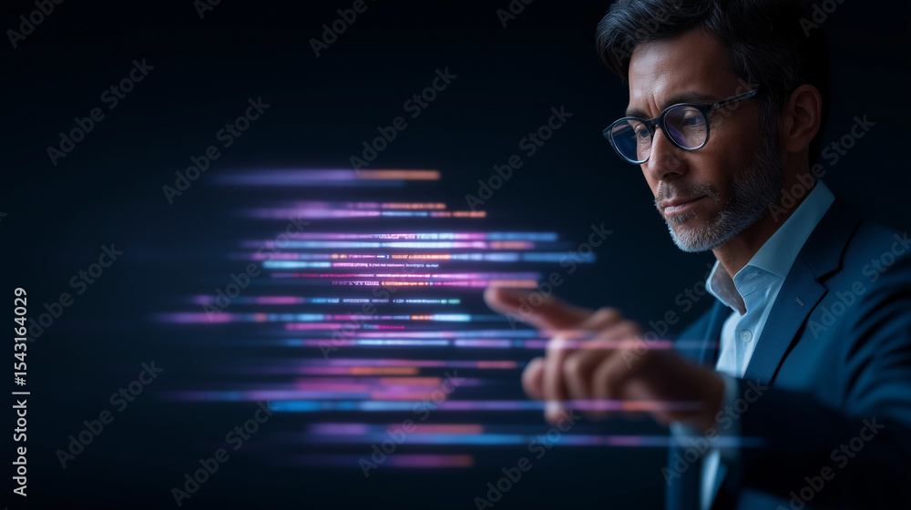 Poster ai chatbot in business innovation with data visuals