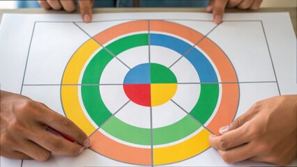 Close-Up of Colorful Target Chart for Startup Planning and Strategy