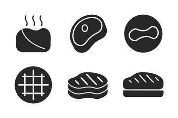 set of Beef icon vector silhouette illustration isolated on white background