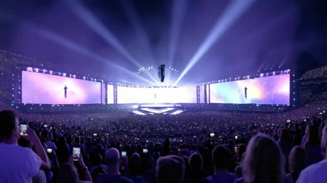 Coldplay live concert at a stadium with fans recording