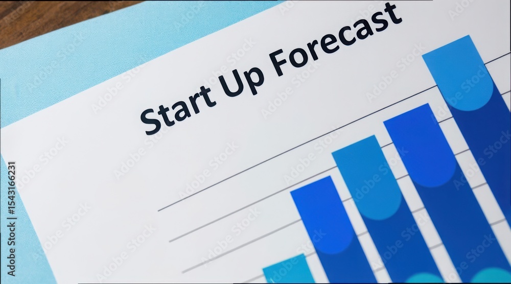 Poster detailed startup forecast chart with highlighted data insights