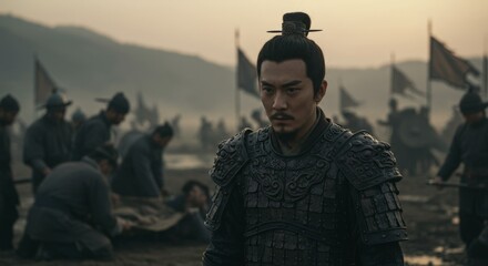 Chinese general leads army in historical costume