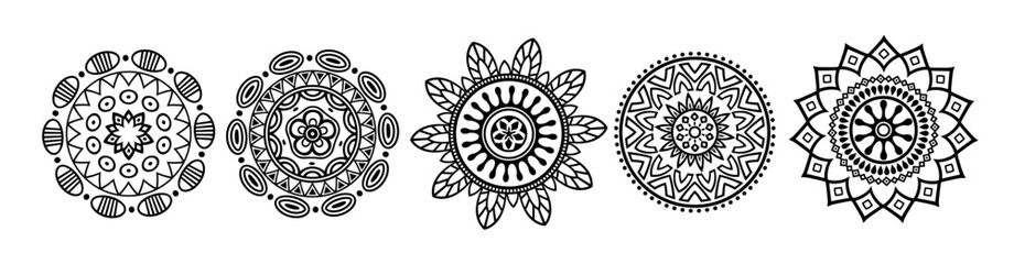 black vector mandala circles art