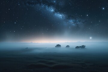 Enigmatic Celestial Fog Blanketing the Galactic Scene in a Starlit Expanse