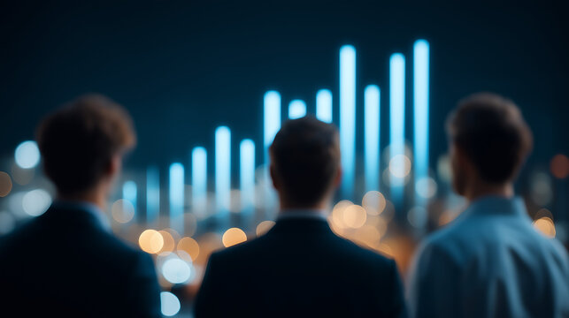 Business Team Analyzing Data with Growth Charts and Networking Visuals