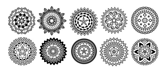 black vector mandala circles art