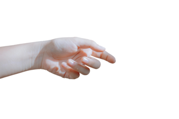 hand of the person, man waving hand, hand gesture on white background