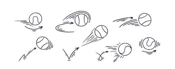 Tennis ball trajectory of bounce Sport doodle sign