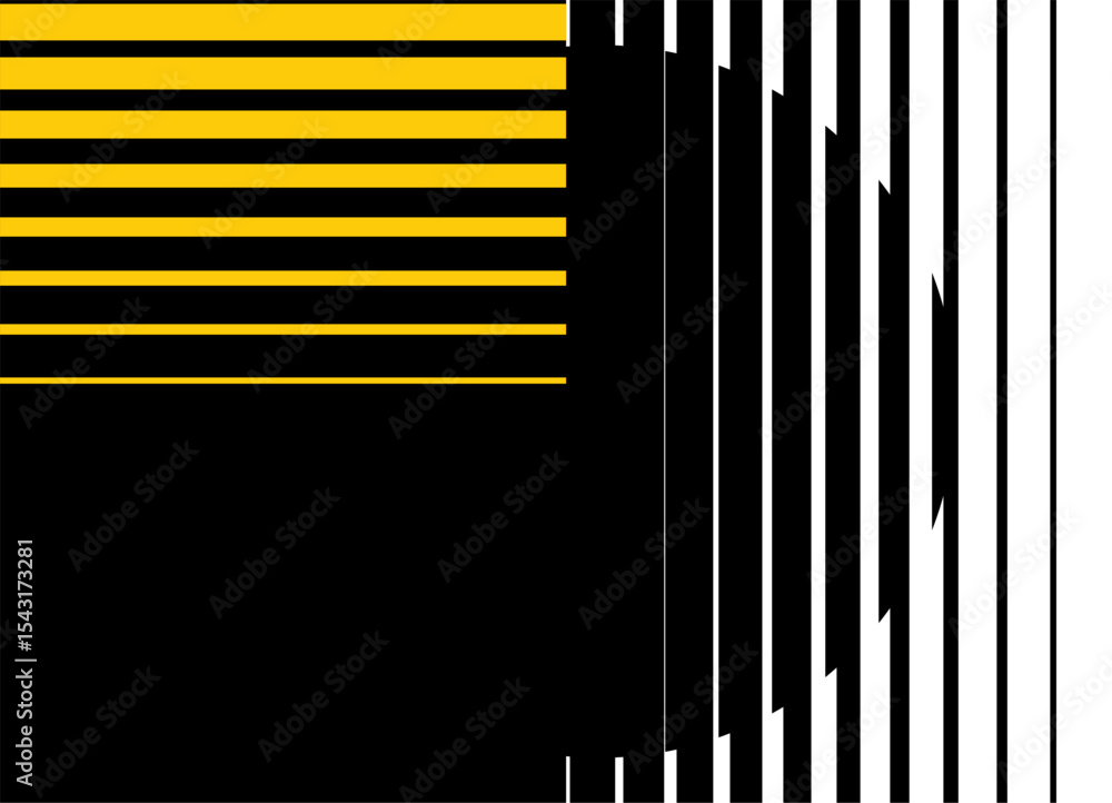 Poster modern striped pattern of abstract shapes. black, white and yellow. abstract vector background of pa