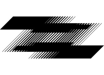 Vector black shape on white background. Striped pattern of thin lines for car body, cover, packaging, advertising. Modern vector background. Design element