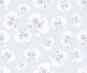 Seamless orchid pattern on white background.