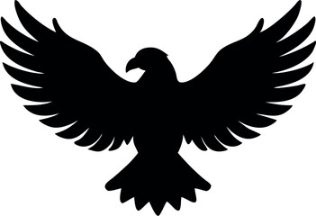 Fototapeta premium “Flying Eagle Silhouette Vector – Spread Wings Bird of Prey Icon”