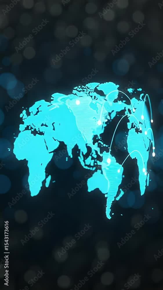 Poster abstract world map global network digital technology background