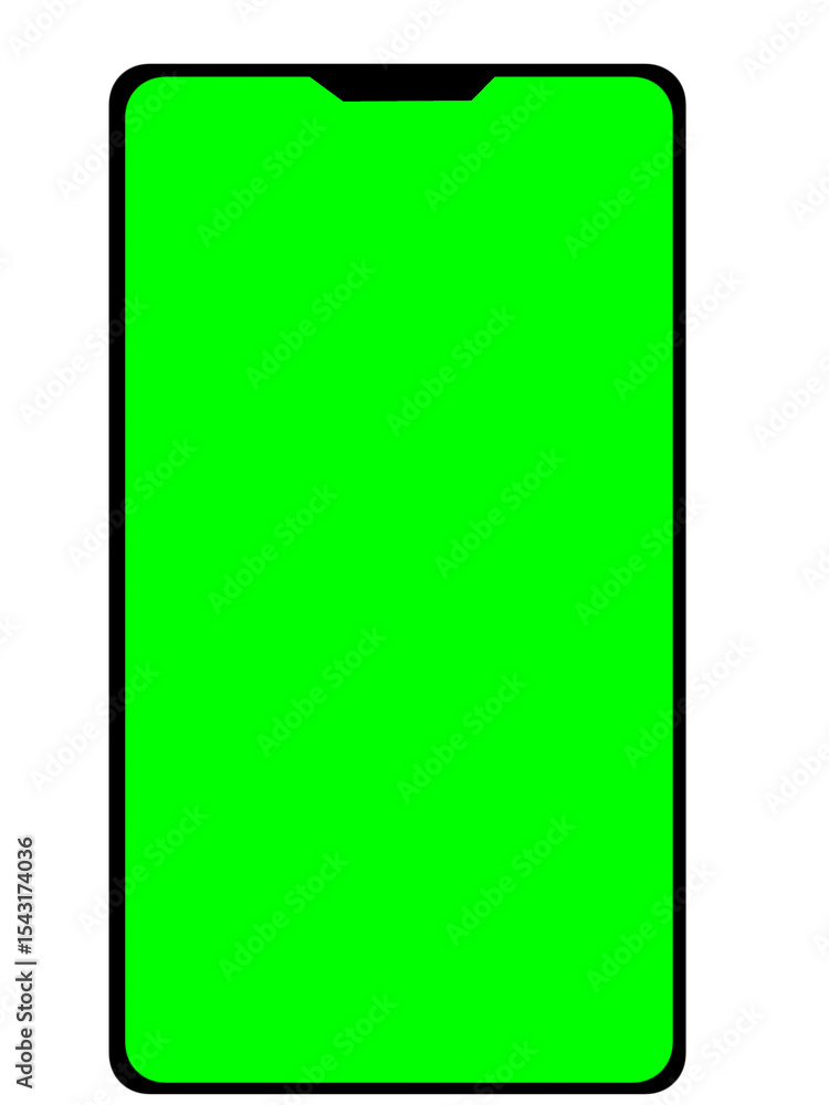 Poster Smartphone with green screen. Blank display for mockup or chroma key use.digital device.