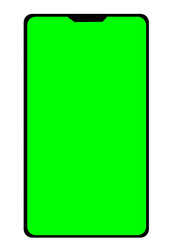 Smartphone with green screen. Blank display for mockup or chroma key use.digital device.