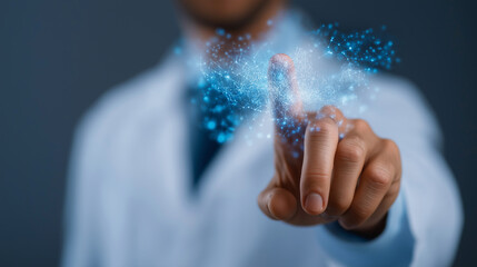 Innovative Doctor Interacting with High-Tech Medical Records