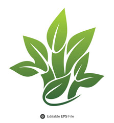 Green Leaf Logo Design Gradient Vector Illustration