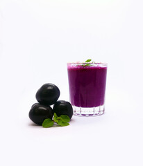 Java plum or Jamun or black plum (Syzygium cumini) isolated on white background