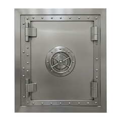 Large Metal Strongbox or Safe Isolated on White Background.