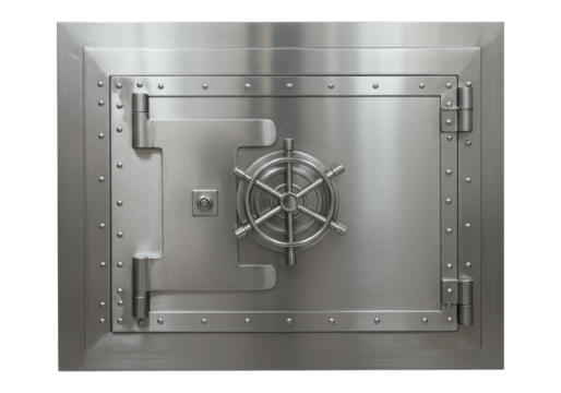 Bank Vault Door Isolated on a Transparent Background.