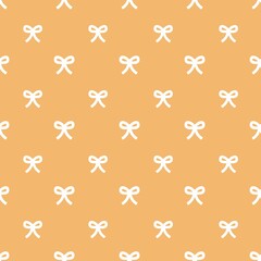 Cute white bow pattern on a orange background. Perfect for girly, elegant, or festive designs like fabric, wrapping paper, and digital decor. Kawaii design.