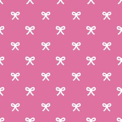 Cute white bow pattern on pink background. Perfect for girly, elegant, or festive designs like fabric, wrapping paper, and digital decor. Kawaii design.