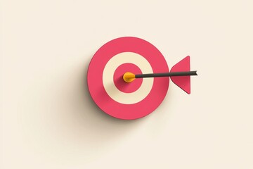 Flat vector style, advertising icon with bullâ€™s-eye and dart impact, creative strategy
