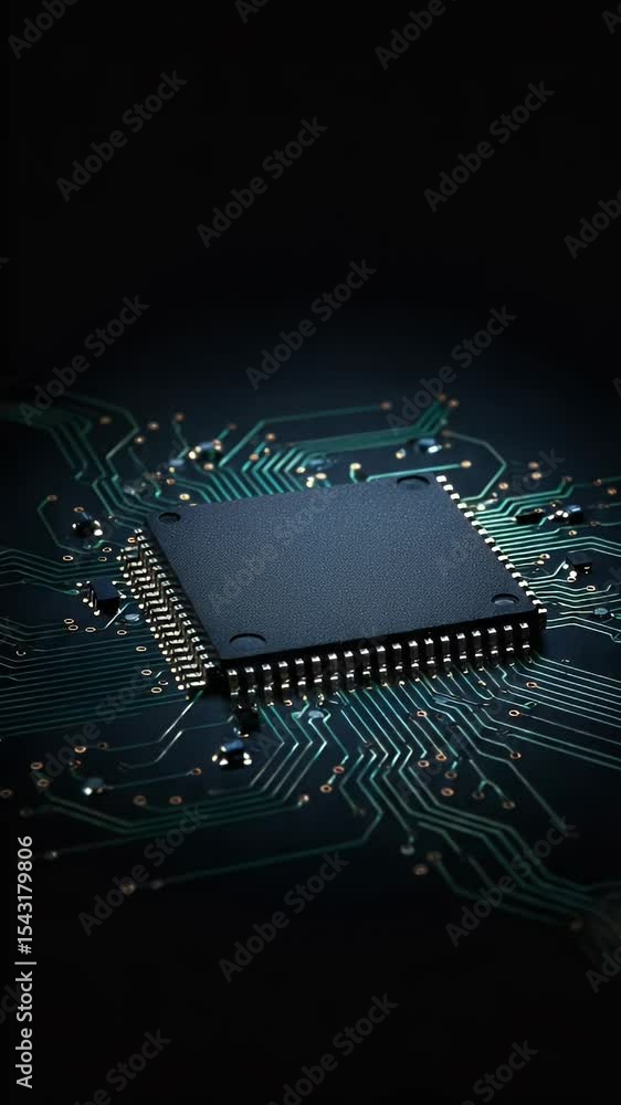 Aufkleber electronic chip microchip processor technology circuit board close-up