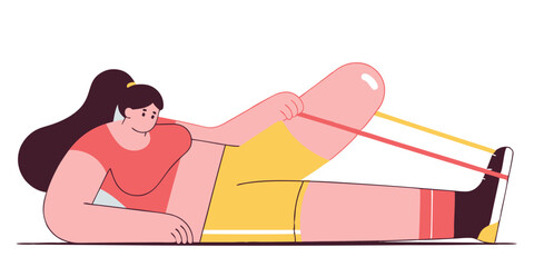 Woman Exercising with Resistance Bands for Fitness and Strength Training Illustration