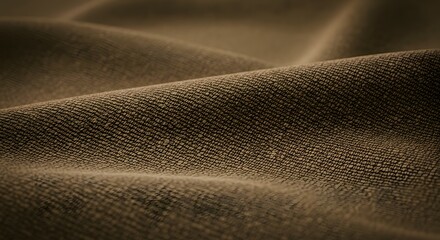 Fototapeta premium Fabric texture featuring a rich brown hue displays soft folds and gentle curves that suggest a luxurious textile quality.