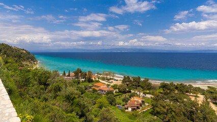 Panoramic view over Afitos and the Aegean Sea, Chalkidiki
