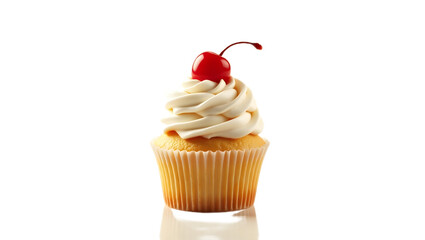 Veg cupcake with cherry on top isolated transparent background
