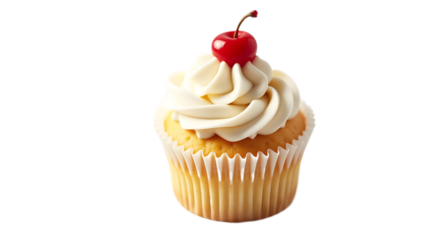 Veg cupcake with cherry on top isolated transparent background
