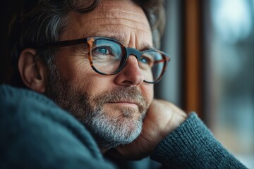 Obraz premium Stressed senior man worried about illness such as cancer, reflecting concerns about health and the emotional toll of long-term conditions., Generative AI