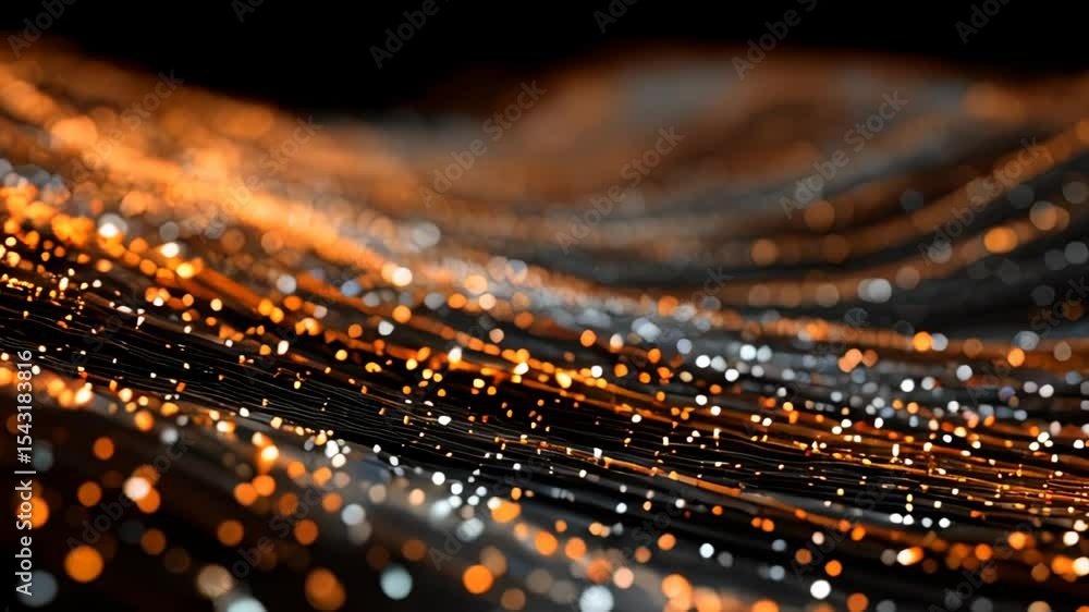Poster experience a stunning visual display of dynamic light patterns flowing with vibrant orange and white