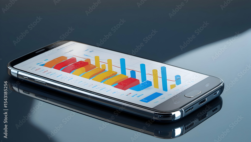 Poster analyzing mobile data charts and graphs unveiling data insights in the digital age