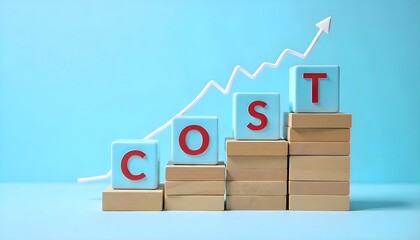 COST Text on Blue Background with Growing Stacked Cubes